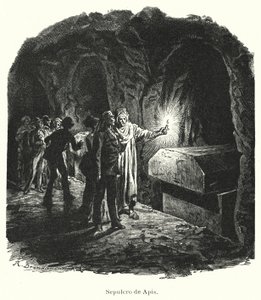 Serapeum de Saqqara, túmulo de touros sagrados Apis adorados no Antigo Egipto (litho) de German School