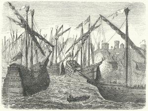 Navios da Liga Hanseática ao largo de Copenhaga de German School