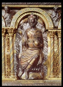 Santuário do imperador Carlos Magno (742-814), detalhe de Henri IV (1050-1106) 1215 (esmalte dourado e champleve) de German School