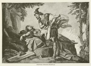 Siegfried desperta Brunhild (gravura) de German School