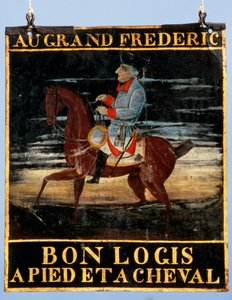 Poste de sinalização com Frederico, o Grande a cavalo para a Pousada Le Cadiot, final do século XVIII (metal pintado) de German School