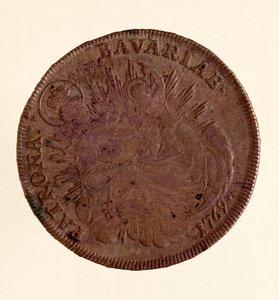 Tálamo de prata (Taler) de Maximiliano III Joseph (Maximiliano III Joseph de Baviere) (1727-1777) 1769 Diam. 4.1 cm Nápoles, museo arqueológico de German School