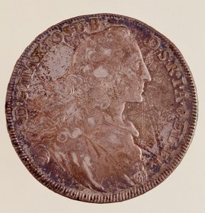 Tálamo de prata (Taler) de Maximiliano III Joseph (Maximiliano III Joseph de Baviere) (1727-1777) 1769 Diam. 4.1 cm Nápoles, museo arqueológico de German School