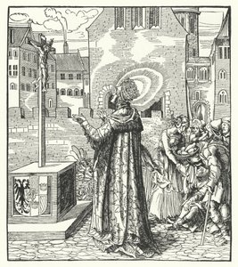 Santa Adelaide da Itália, segunda esposa do Santo Imperador Romano Otto, o Grande (gravura) de German School