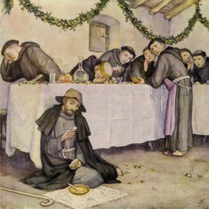 São Francisco e uma lição de santa pobreza (litografia a cores) de German School