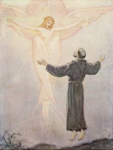 São Francisco a receber os seus estigmas (litografia a cores) de German School