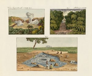Montanhas estranhas (gravura colorida) de German School