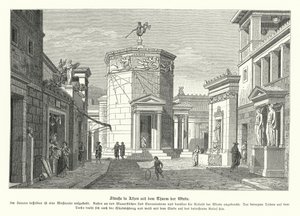 Rua e a Torre dos Ventos em Atenas, Grécia Antiga (gravura) de German School