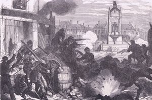 Luta de rua em Chateaudun, Cassells History of the War between France and Germany publicado por Cassell and Company Limited, c.1890 (litho) de German School