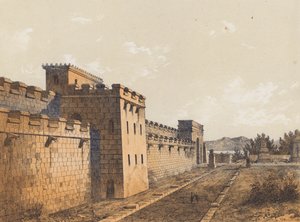 Rua em Pompeia, Campânia, Itália (litografia a cores) de German School