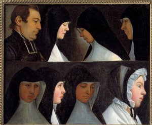 Estudos de monjas postulantes e noviças da Ordem de São Bento Pintura da escola alemã do século XIX. Roanne, musee Joseph Dechelette - Estudos de postulantes e noviças religiosas da Ordem de São Bento (com t de German School