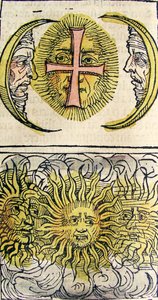 Cães Sol e Cães da Lua, publicado no Nuremberg Chronicle, 1493 de German School