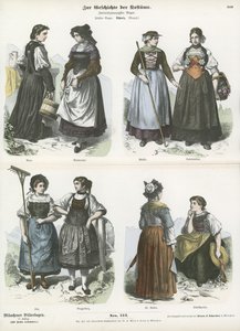 Trajes suíços do século XIX de German School
