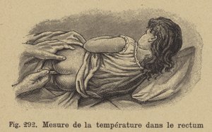 Tirando a temperatura da criança do reto de German School