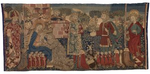 Antepêndio de tapeçaria representando a Adoração dos Magos e dois santos, Nuremberga de German School