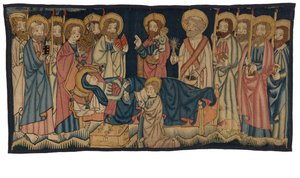 Painel de tapeçaria representando a Morte da Virgem, da Renânia Média, possivelmente Trier, meados do século XV (lã) de German School