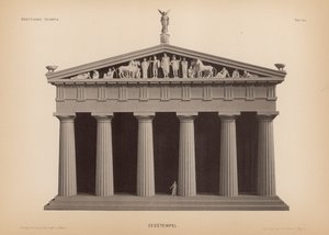 Templo de Zeus, Olympia, Grécia (litho) de German School