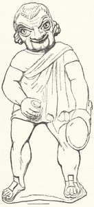Estatueta em terracota de um actor romano como parasita de uma peça cómica do dramaturgo Plautus (gravura) de German School