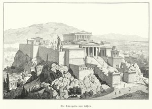 A Acrópole de Atenas, Grécia Antiga (gravura) de German School