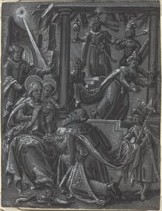 A Adoração dos Reis [reto], c.1600 (desenho a pena e tinta) de German School