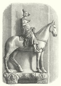 O Cavaleiro de Bamberg, estátua na Catedral de Bamberg, Alemanha (gravura) de German School