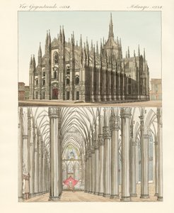 A Catedral de Milão (gravura a cores) de German School