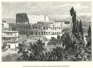 O Coliseu, Roma, visto do Monte Palatino (litho) de German School