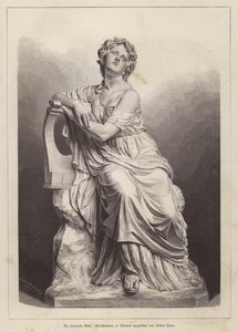 A Musa de Luto, estátua em mármore do escultor alemão Robert Cauer, o Ancião (gravura) de German School
