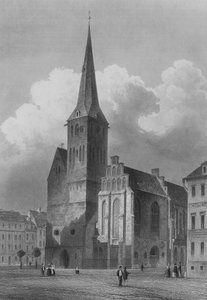 The Nikolaikirche, Berlim (gravura em aço) de German School