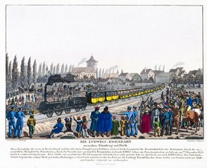 A abertura da estrada de ferro Nuremberg-Furth, 7 de dezembro de 1835 de German School