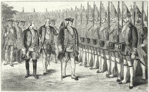 O Potsdamer Riesengarde, regimento de infantaria de soldados mais altos que a média no exército de Frederico Guilherme I da Prússia, século XVIII de German School