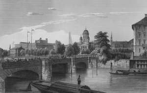 A Schlossbruecke, Berlim (gravura em aço) de German School