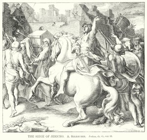 O Cerco de Jericó, Josué, ch vi, ver 13 (gravura) de German School