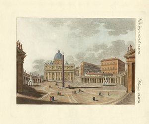 A Catedral de São Pedro em Roma (gravura colorida) de German School