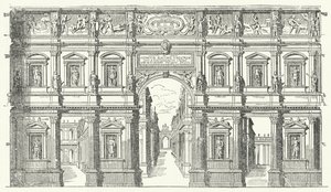 O Teatro Olimpico em Vicenza, no norte da Itália (gravura) de German School