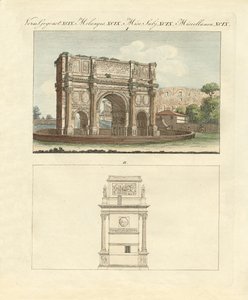 O Arco Triunfal do Imperador Constantino em Roma (gravura colorida) de German School