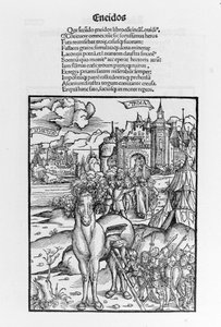 O cavalo de Tróia. Aeneid. Xilografia de Sebastian Brant. Estrasburgo de German School