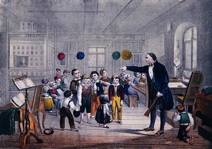 The Village Schoolmaster, c.1850 (cor litho) de German School