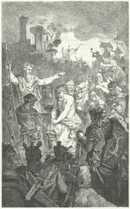 O baptismo de Clóvis I, Rei dos Francos, 496 (gravura) de German School