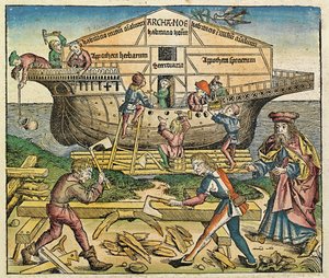 O edifício da Arca de Noé, publicado no Nuremberg Chronicle, 1493 de German School