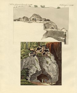 A caverna de Gaillenreuth (gravura colorida) de German School