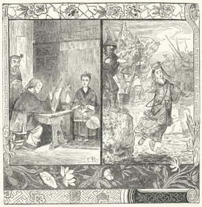 A morte de Wang Zhaojun no poema de Ma Zhiyuan Outono no Palácio Han (gravura) de German School