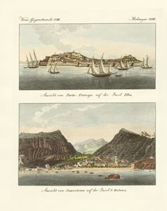 O exílio de Napoleão Bonaparte (gravura colorida) de German School