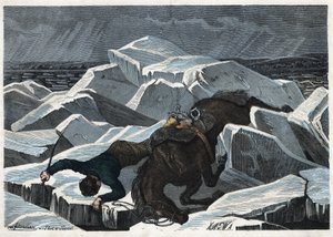 A queda do Conde Sandor e do seu cavalo sobre o gelo quebrado do Danúbio. Em "Wenn Jemand eine Reise thut, so kann erzahlen" (Quando alguém viaja, isto é o que ele pode dizer), conto alemão de Franz Wiedemann de German School