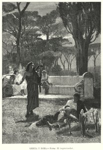 O improvisador, antigo animador romano (litho) de German School