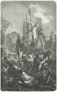 O desembarque dos Vândalos em África, 429 (gravura) de German School