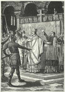 O assassinato de Thomas a Becket na Catedral de Canterbury de German School