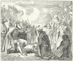 A restauração de Ottokar II como Rei da Boémia por Rudolf dos Habsburgos de German School