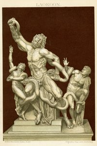 A estátua de Laocoön and His Sons c.1890 (cromolitografia a cores) de German School