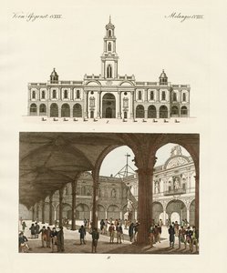 O estoque de Londres (gravura colorida) de German School